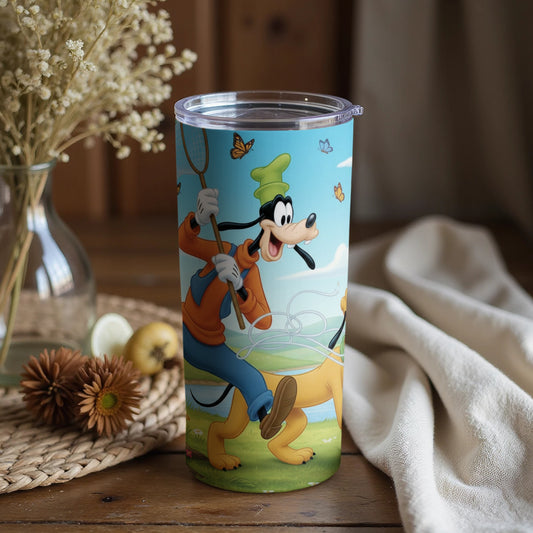 Playful Dog Cartoon Design Insulated Tumbler Cup
