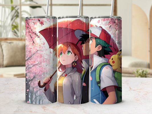 Cute Anime Couple Under Umbrella Tumbler 20oz Cup