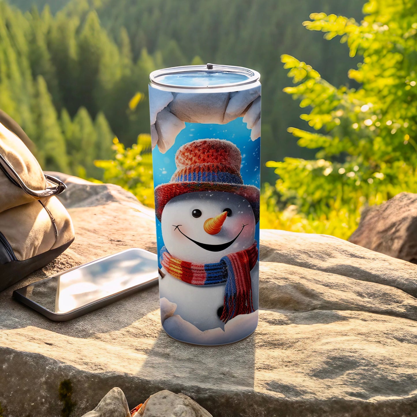 Festive Snowman with Hat and Scarf Tumbler Cup