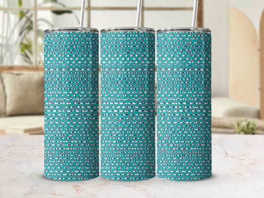 Azure Interlock with White Spot Accent Pattern Tumblers