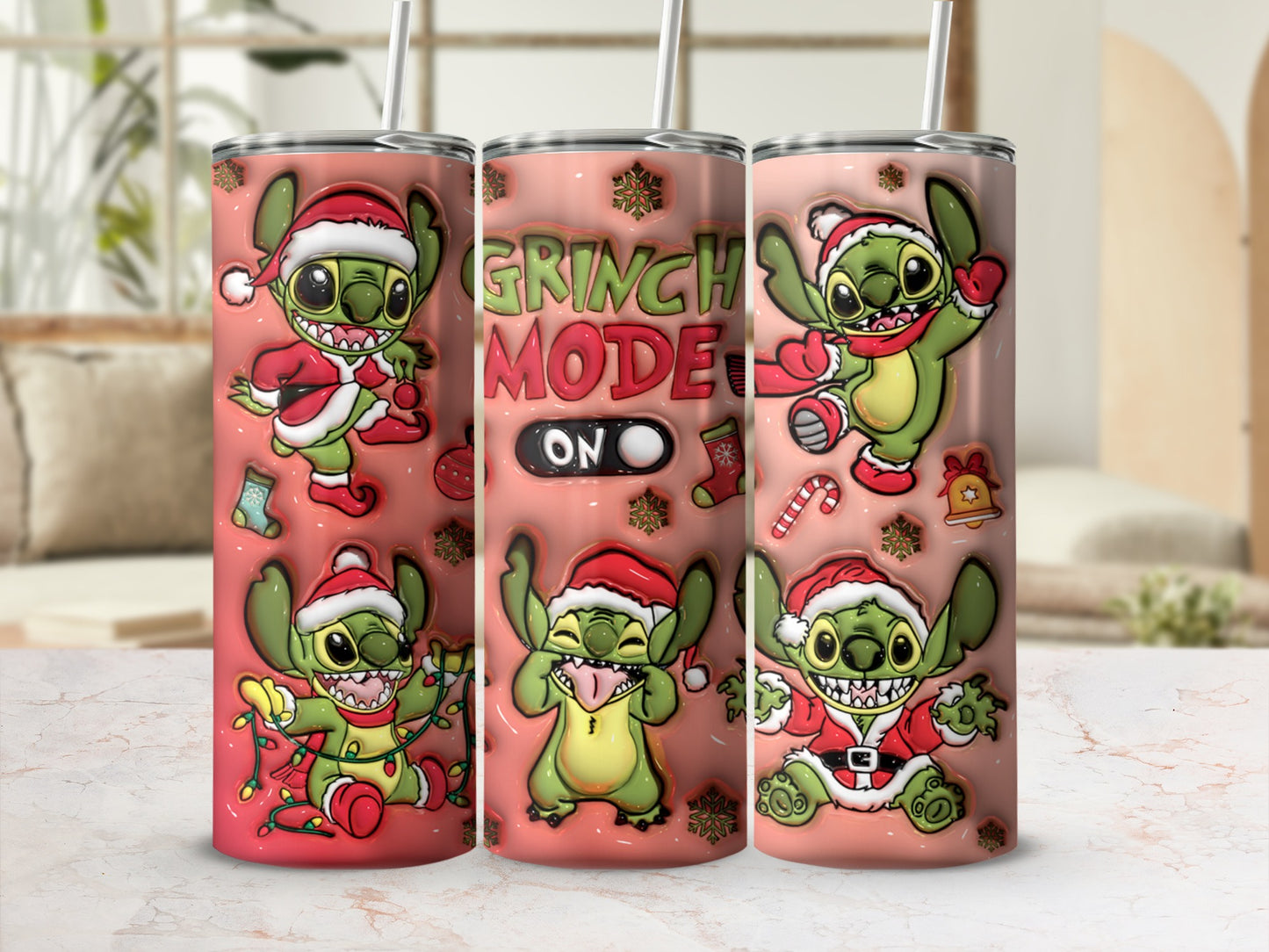 Grinch Mode On Christmas Funny Cartoon Tumbler