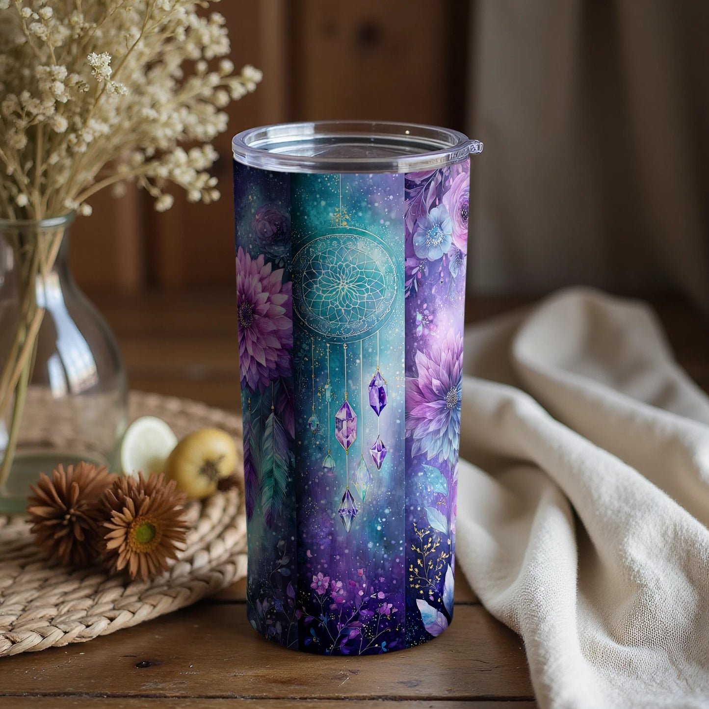 Enchanting Dreamcatcher Floral Design Tumbler Product