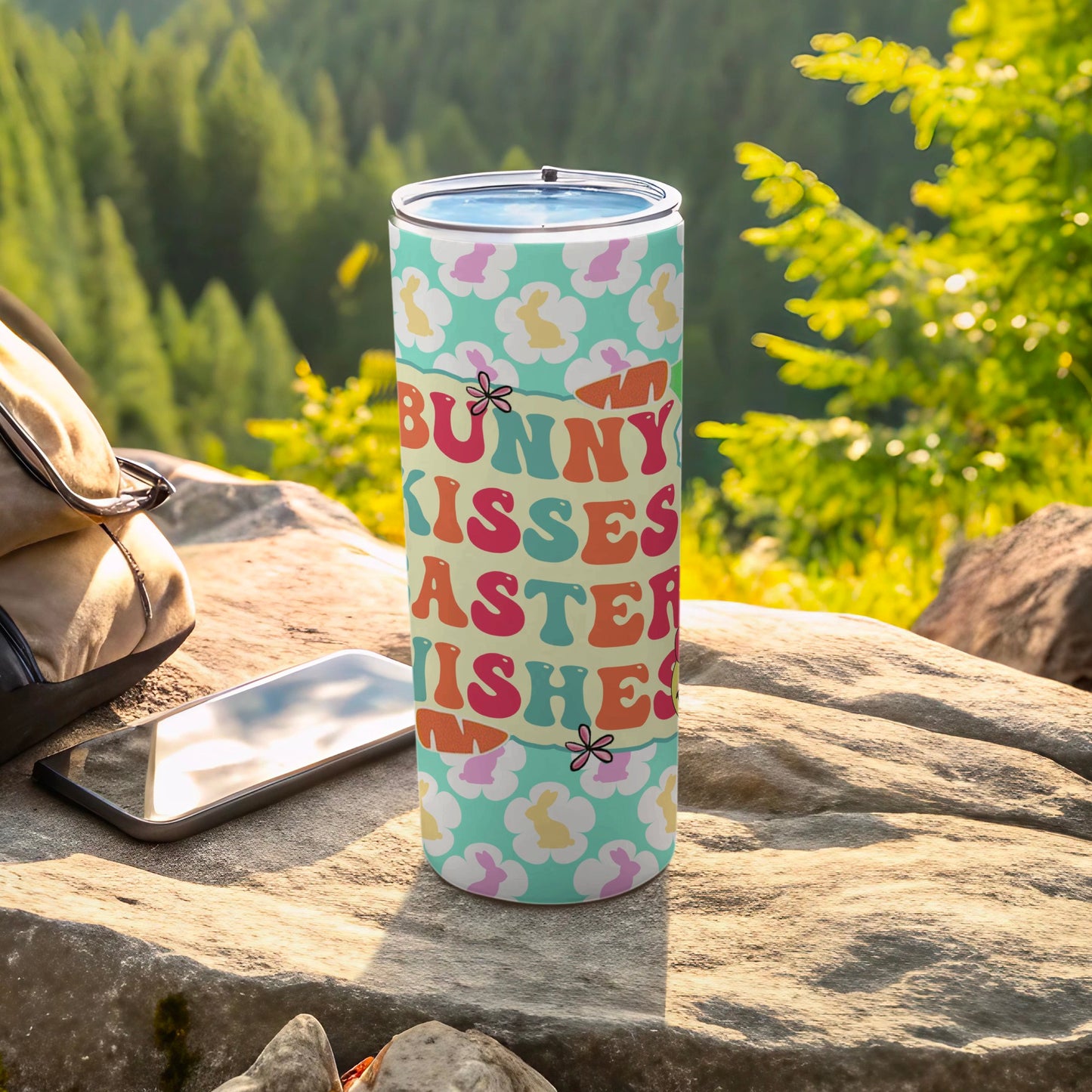 Bunny Kisses Easter Wishes Pastel Bunny Flower Tumbler product type