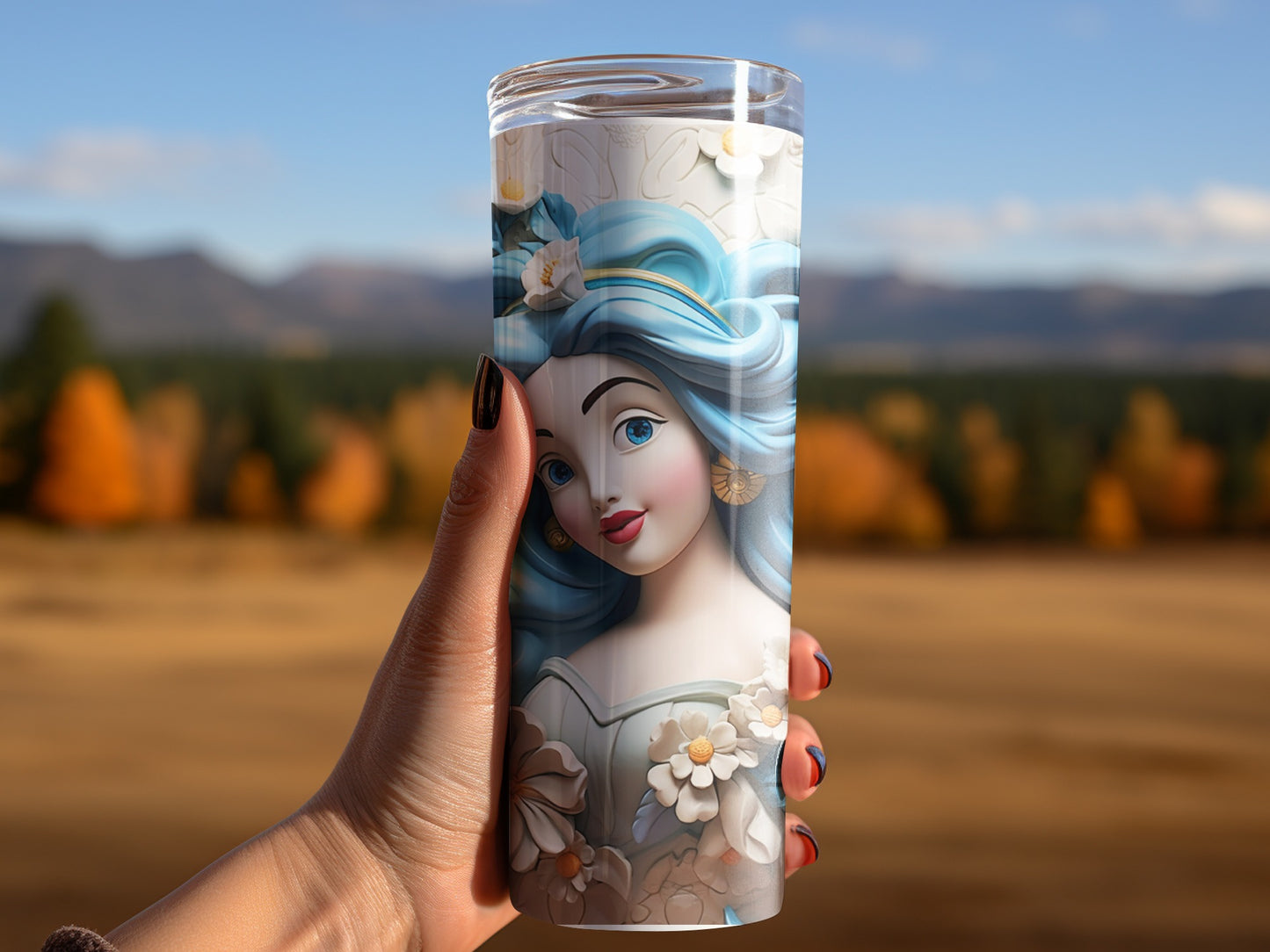 Beautiful Blue-Haired Character Tumbler Product