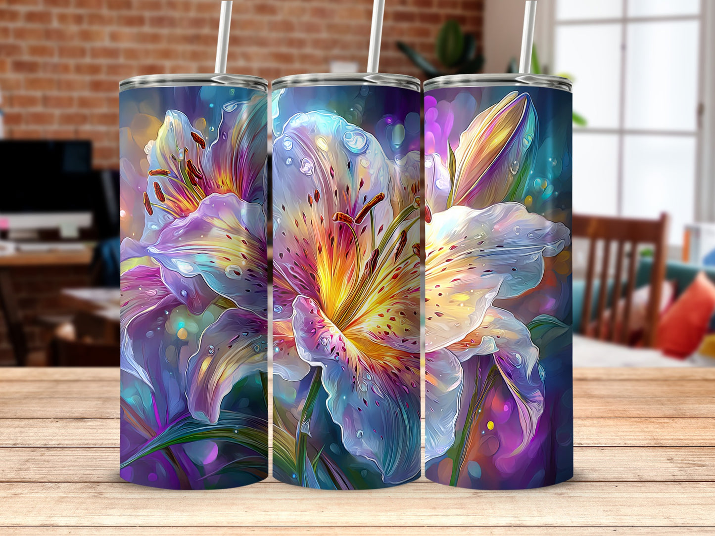 Vibrant Multicolor Floral Design on Tumbler Cup