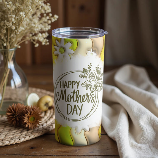 Elegant Happy Mother's Day Tumbler with Floral Design