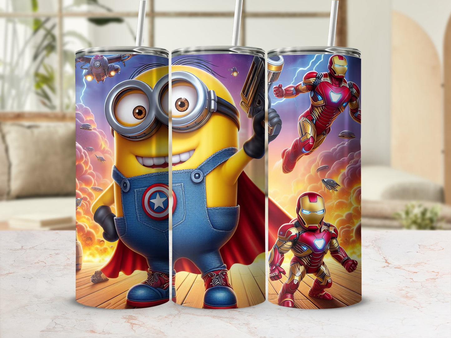 Adorable Minion and Hero Characters Tumbler Set