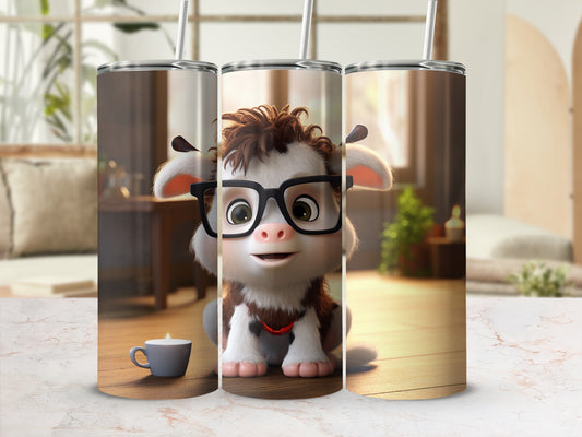 Adorable Cartoon Animal in Glasses Tumbler Cup