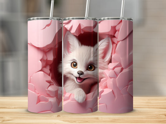 Cute Furry Animal Against Pink Background tumbler