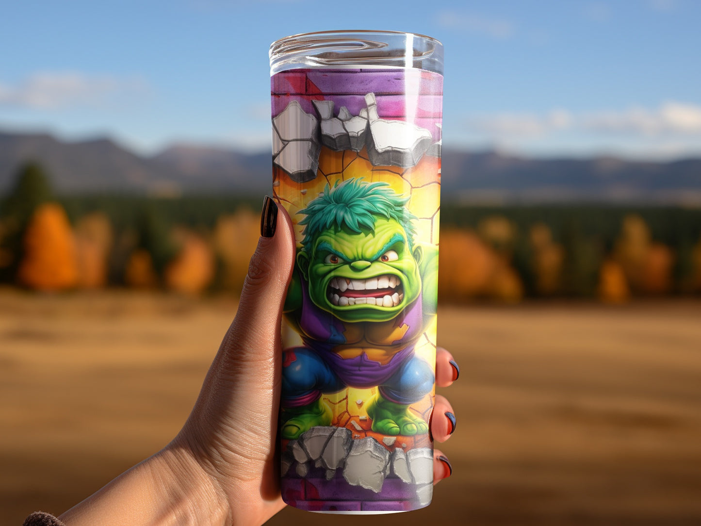 Heroic Hulk Breaking Through Wall Graphic Tumbler