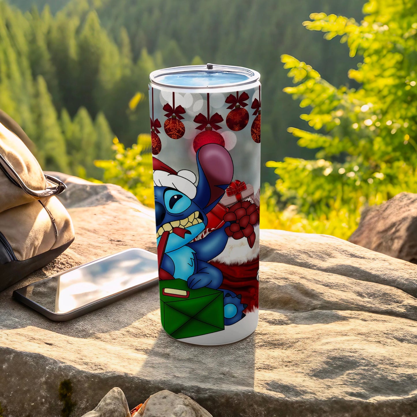 Festive Stitch Themed Tumbler Perfect for Holiday Drinks