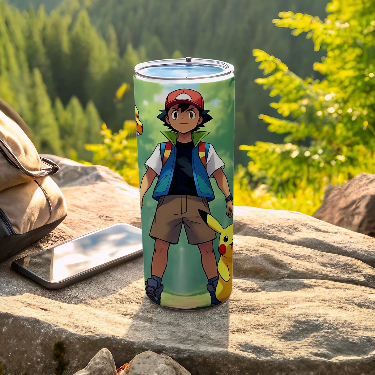 Ash and Pikachu Adventure Tumbler for Outdoor Activities