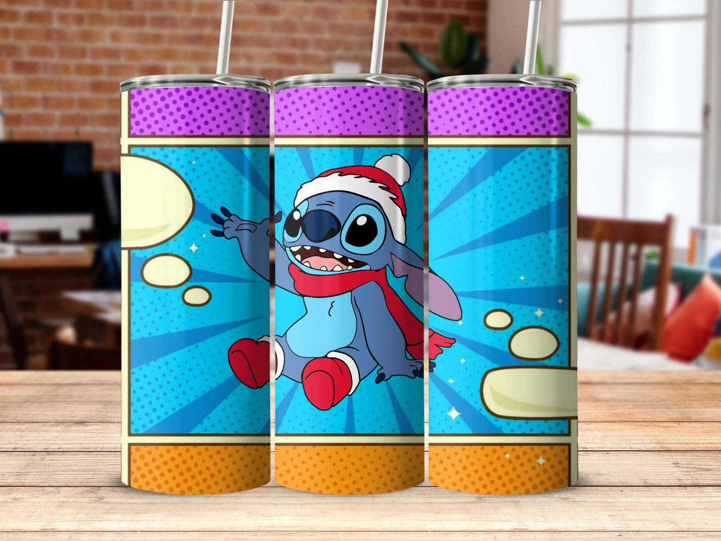 Cute Holiday Stitch Cartoon Character Tumbler