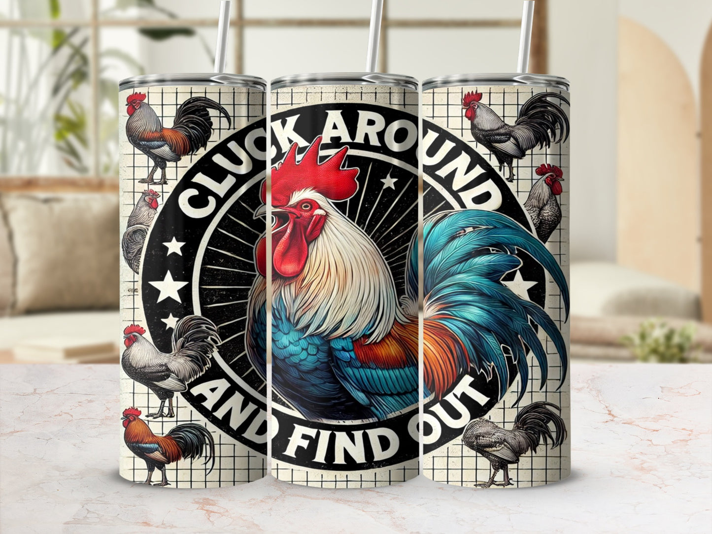 Cluck Around and Find Out Rooster Tumbler Product