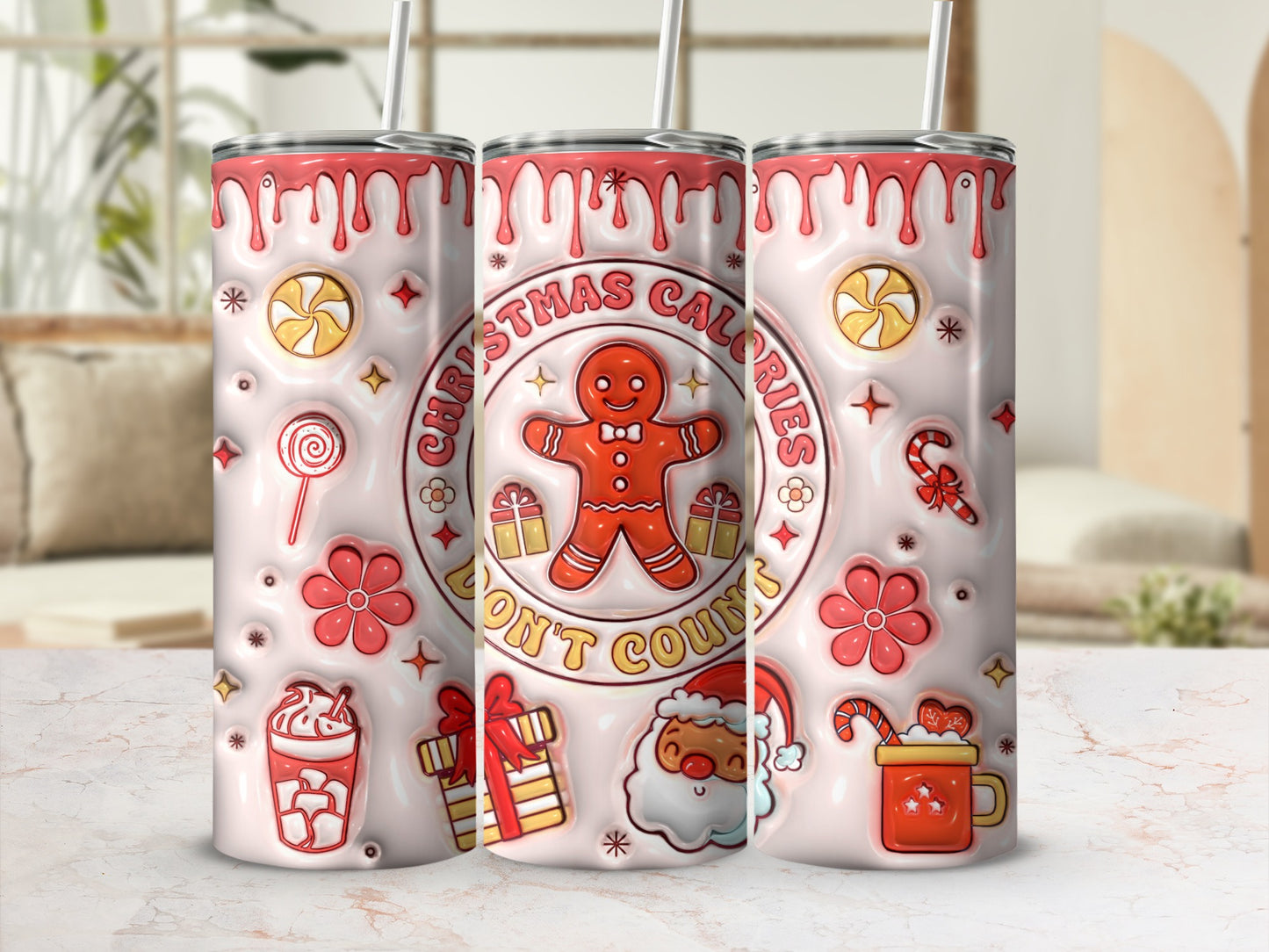 Christmas Calories Don't Count Themed Tumbler