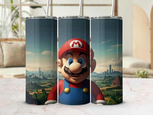 Mario Inspired Design Scenic Background Tumbler Cup