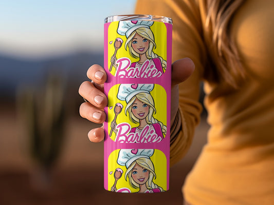 Barbie Baker on a Yellow Background Pattern Tumblers