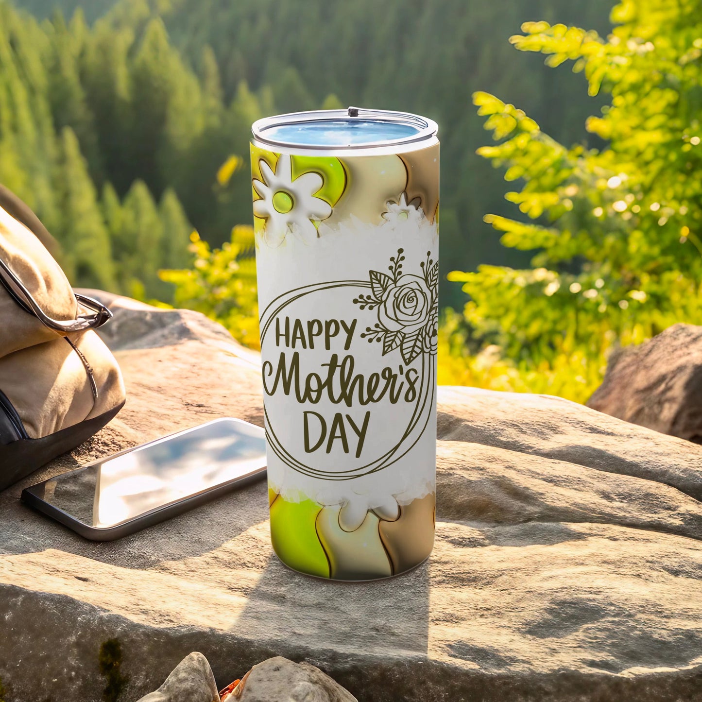 Happy Mother's Day Tumbler with Flower Design