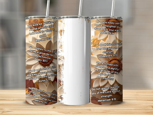 Inspirational Quotes Floral Design Tumbler