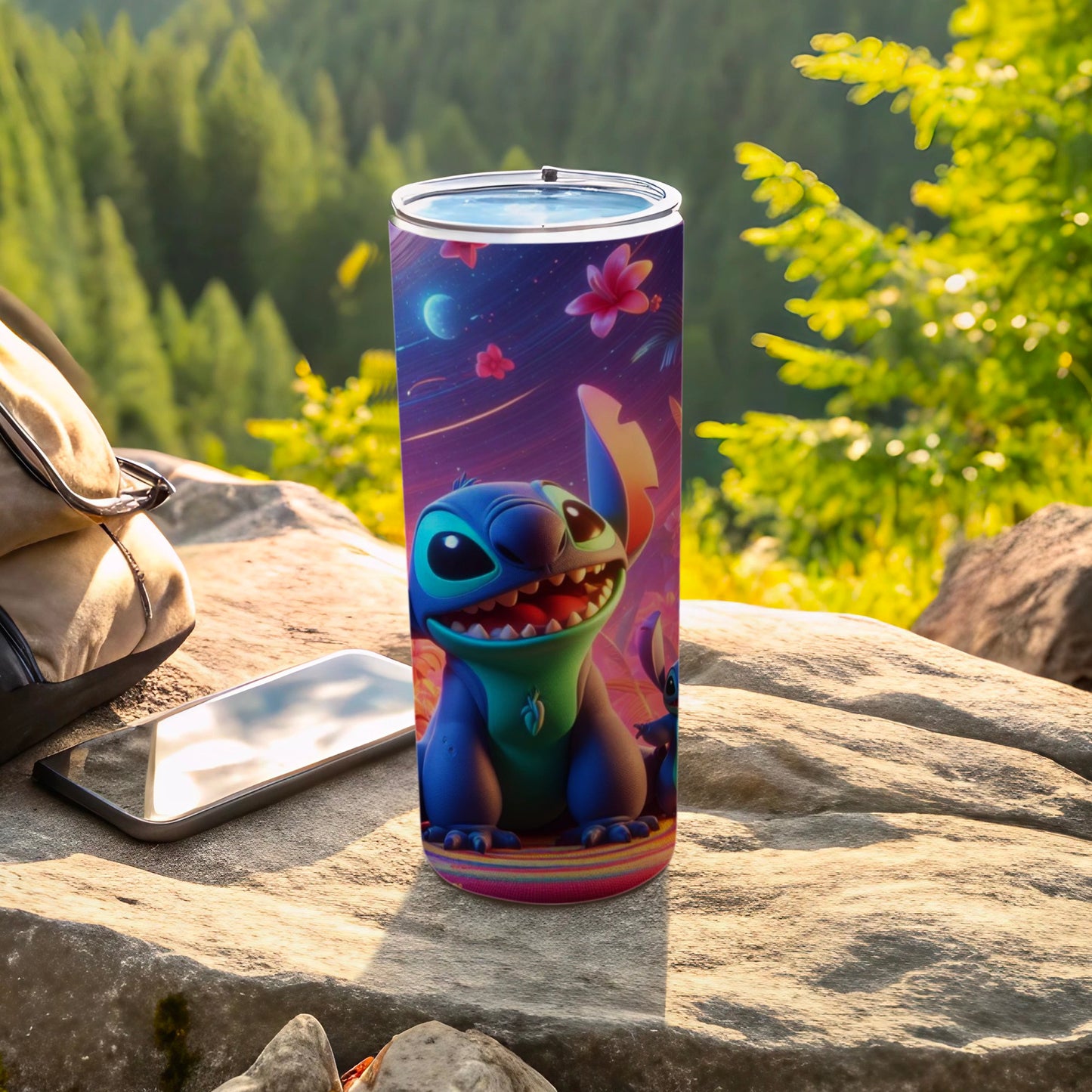 Cute Alien and Flowers Themed Travel Tumbler Product