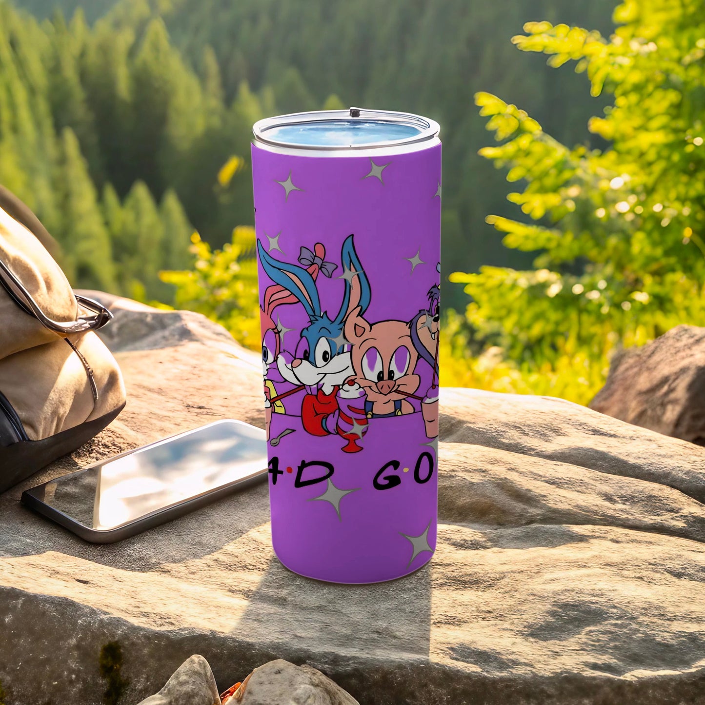 Cute Cartoons Themed Purple Tumbler with Fun Characters