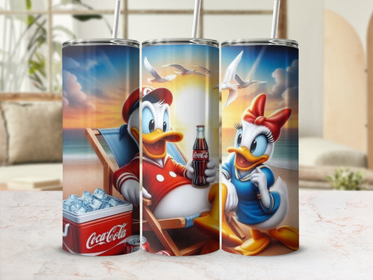 Disney Beach Scene Tumblers with Classic Cartoon Characters