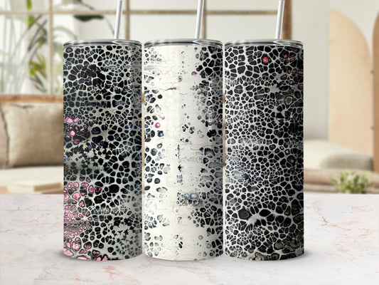 Abstract Black and White Textured Tumbler Cup