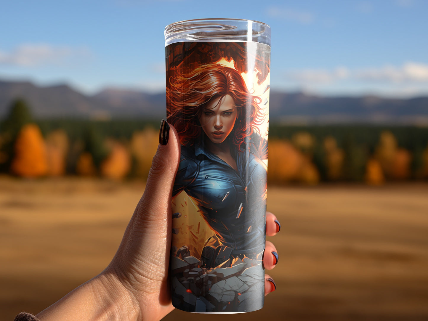 Action Heroine Tumbler Featuring Stunning Redhead