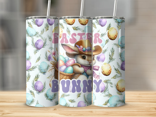 EASTER BUNNY Rabbit Pastel Eggs Leaf Pattern tumbler