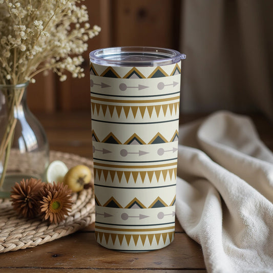 Geometric Pattern Travel Tumbler with Lid for Beverages
