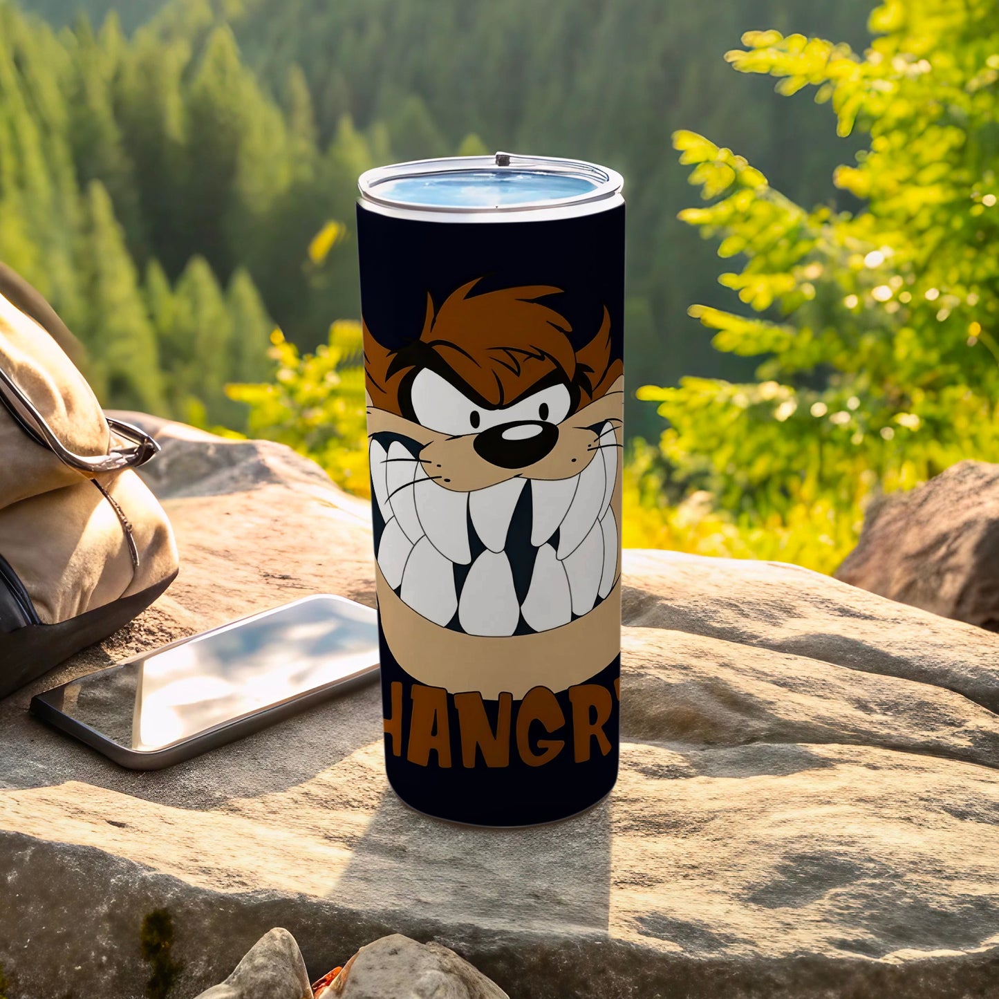 Hangry Taz on Black Tumbler for Outdoor Adventures
