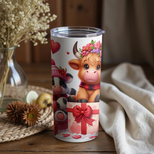 Cute Floral Cow and Calf with Gift Mug
