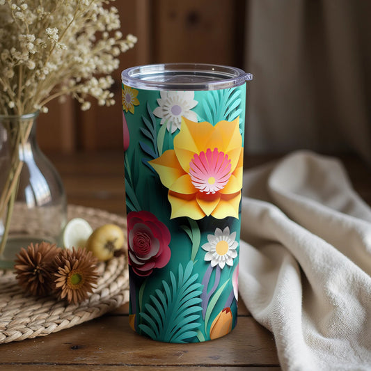 Vibrant Floral Design Insulated Travel Tumbler