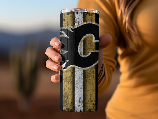 Distressed Flames with Letter C Design Custom Tumbler