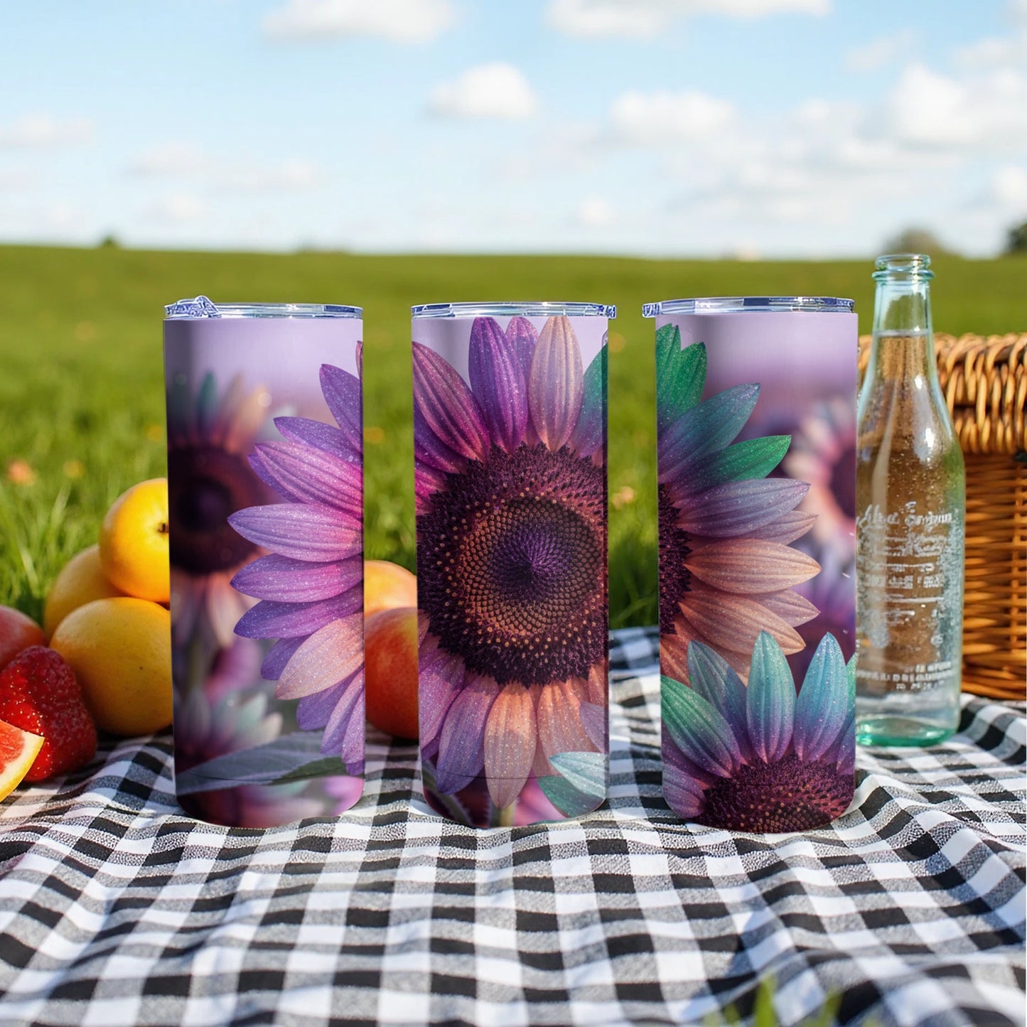 Colorful Sunflower Design Insulated Tumbler Travel Mug