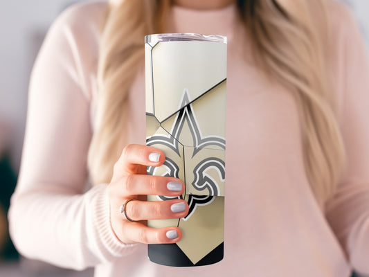 New Orleans Saints Fleur De Lis on Cubist Pattern Tumblers