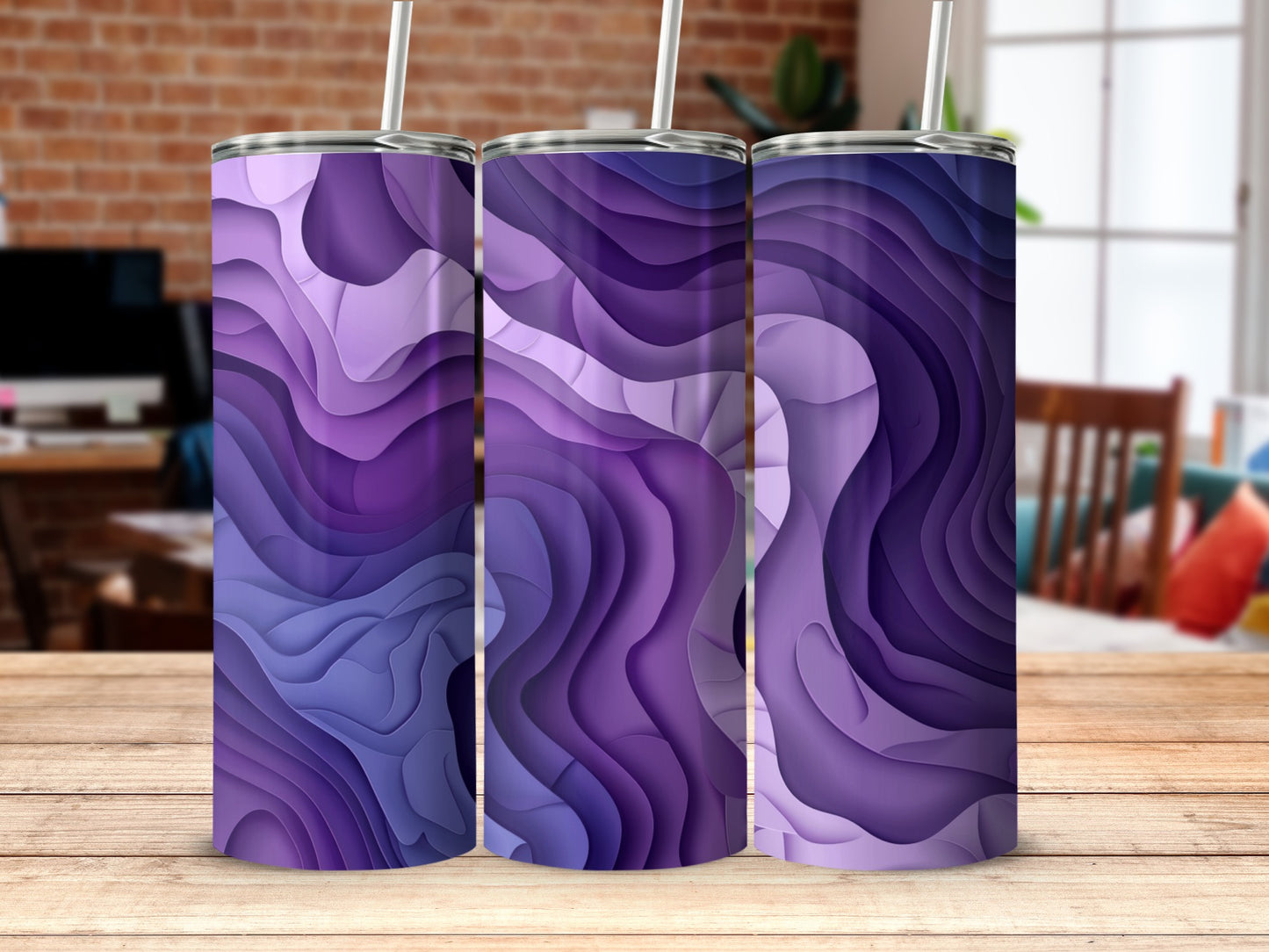 Purple Abstract Swirl Design Tumbler product