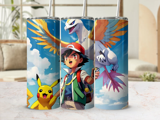 Pokemon Characters Ash Pikachu Lugia Ho-Oh Tumbler Set