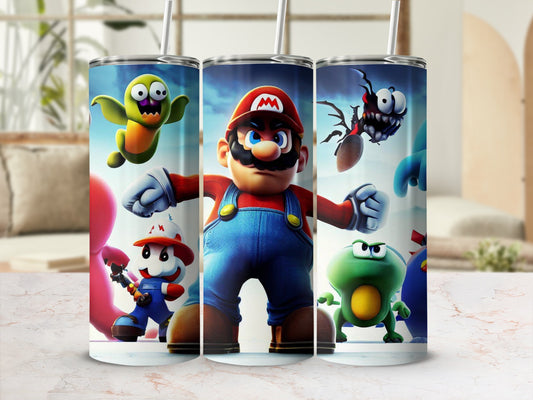Super Mario Characters Printed Tumbler with Straw