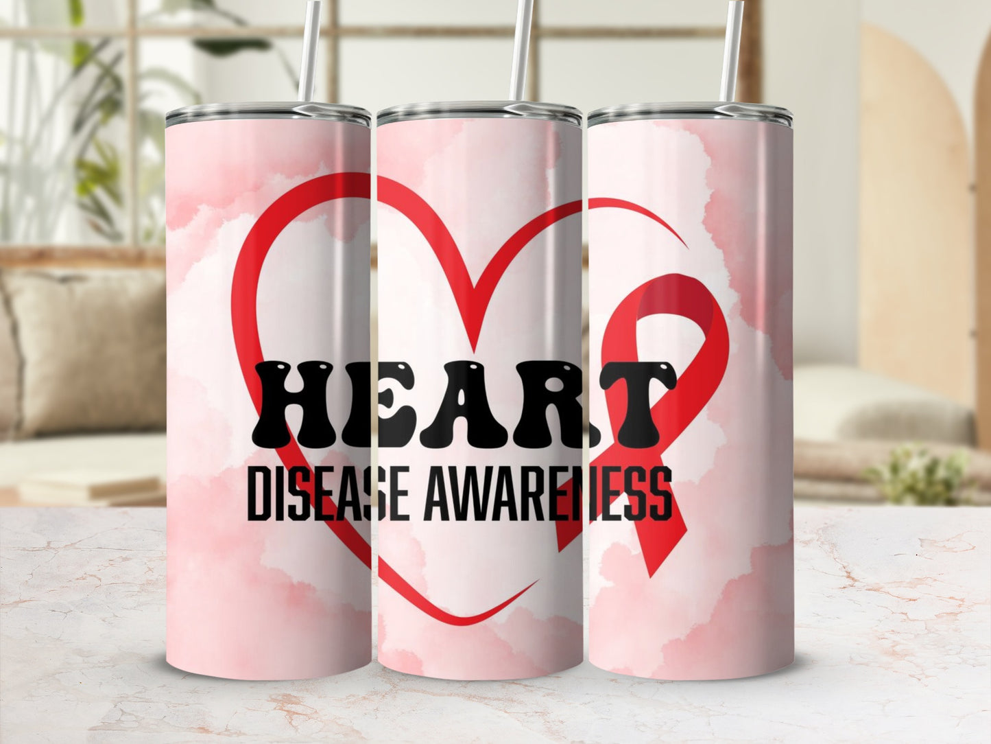 Heart Disease Awareness Tumbler Custom Design