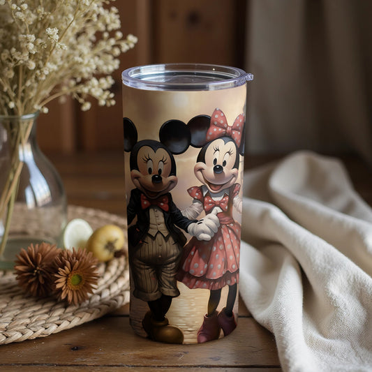 Cute Mickey and Minnie Mouse Print Tumbler