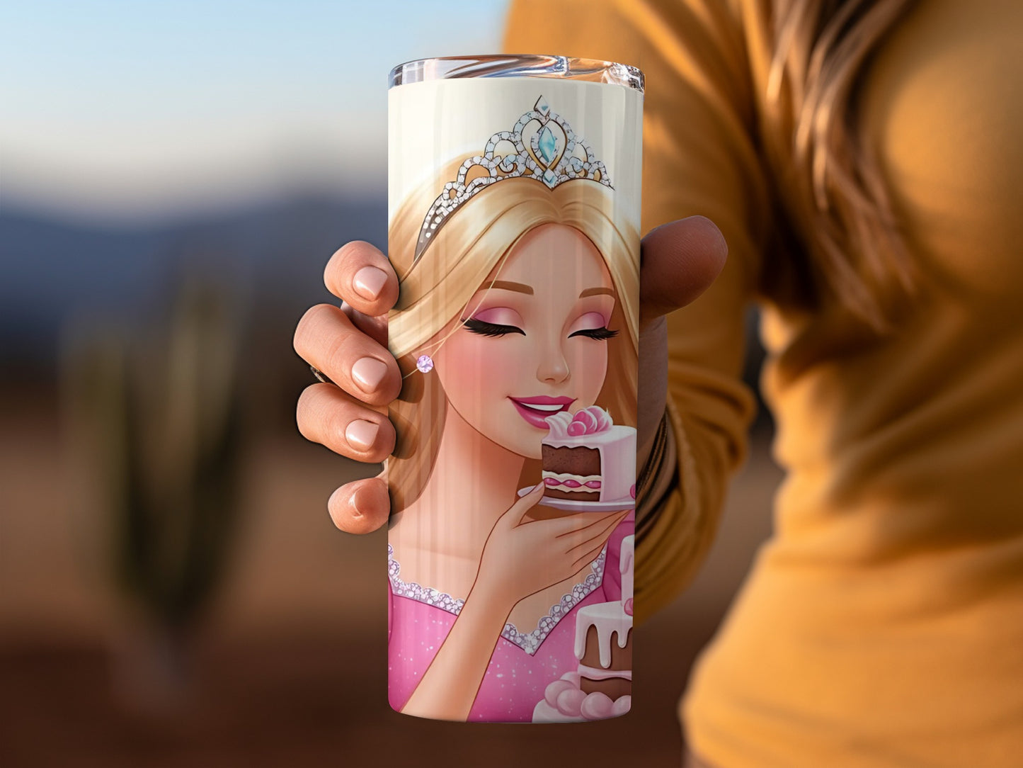 Princess with Cake in Pink Dress Insulated Tumbler