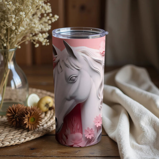 Elegant Horse with Floral Accents Tumbler