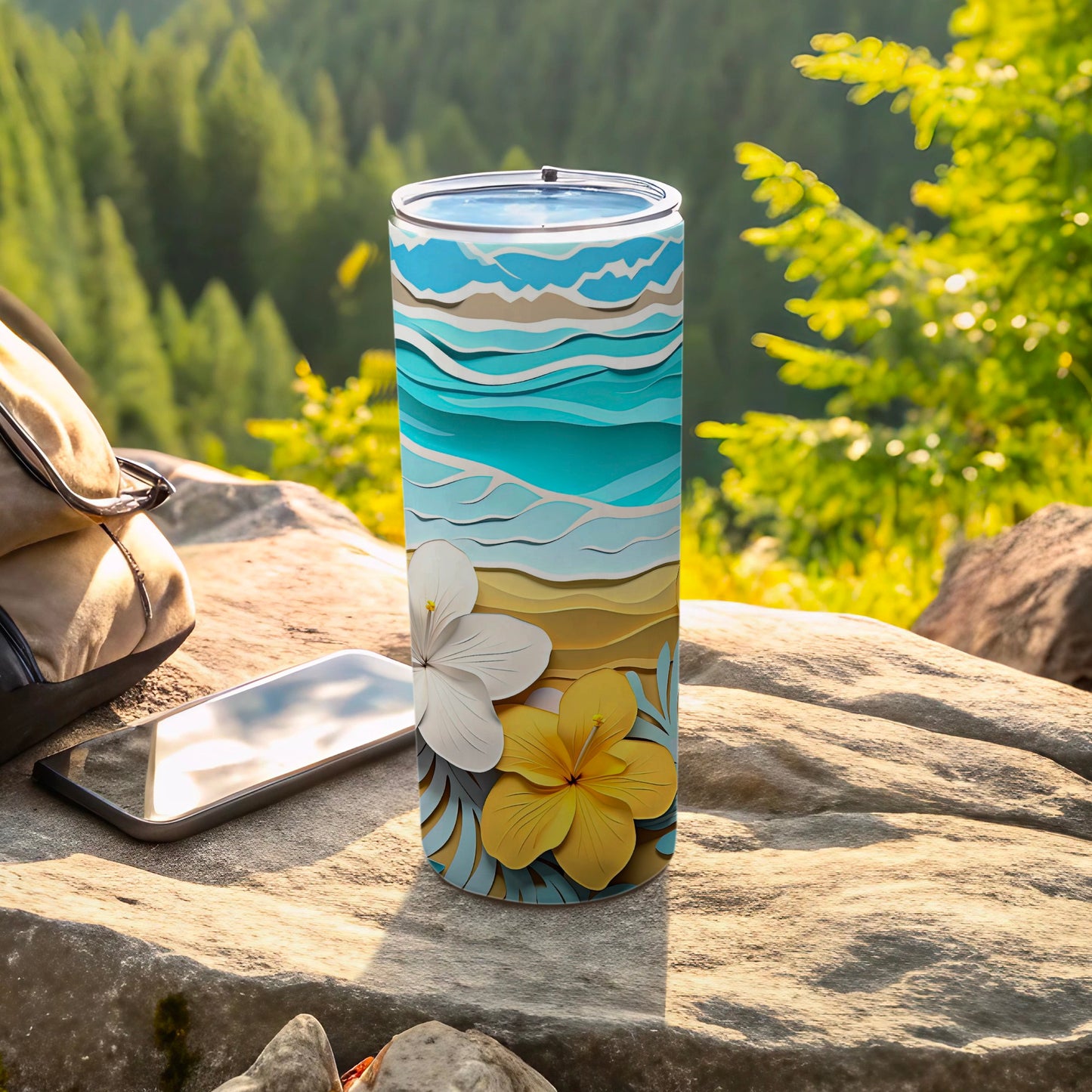 Tropical Floral Design Travel Tumbler for Refreshing Drinks
