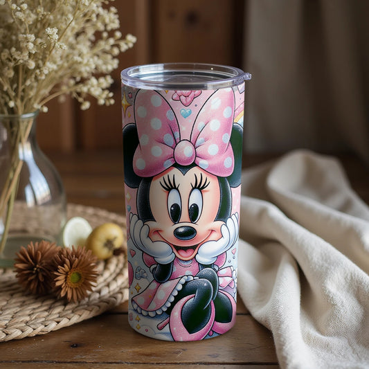 Adorable Disney Character Tumbler with Pink Bow