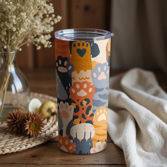 Colorful Paw Print Design Travel Mug