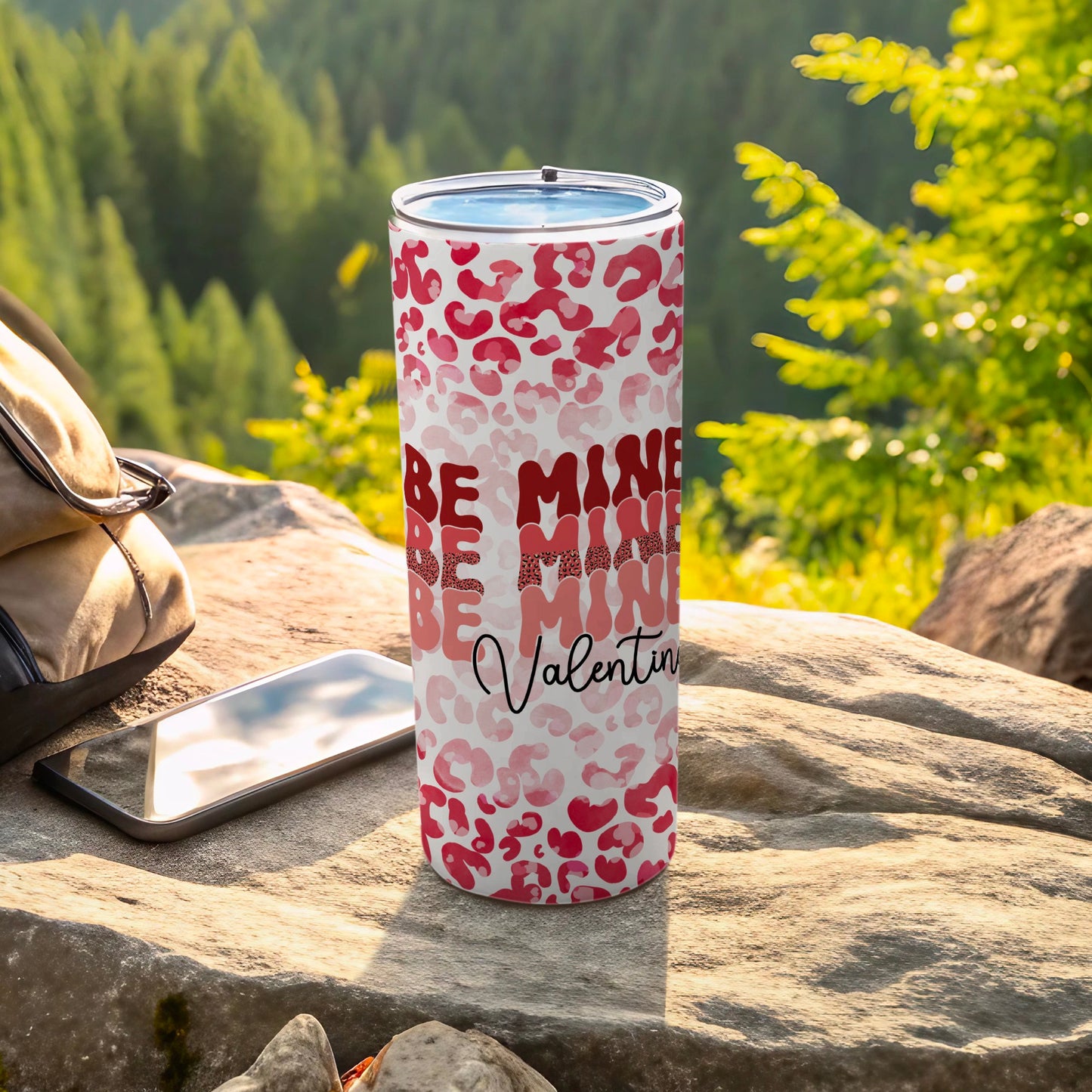 Be Mine Valentine Leopard Print Tumbler for Gifts