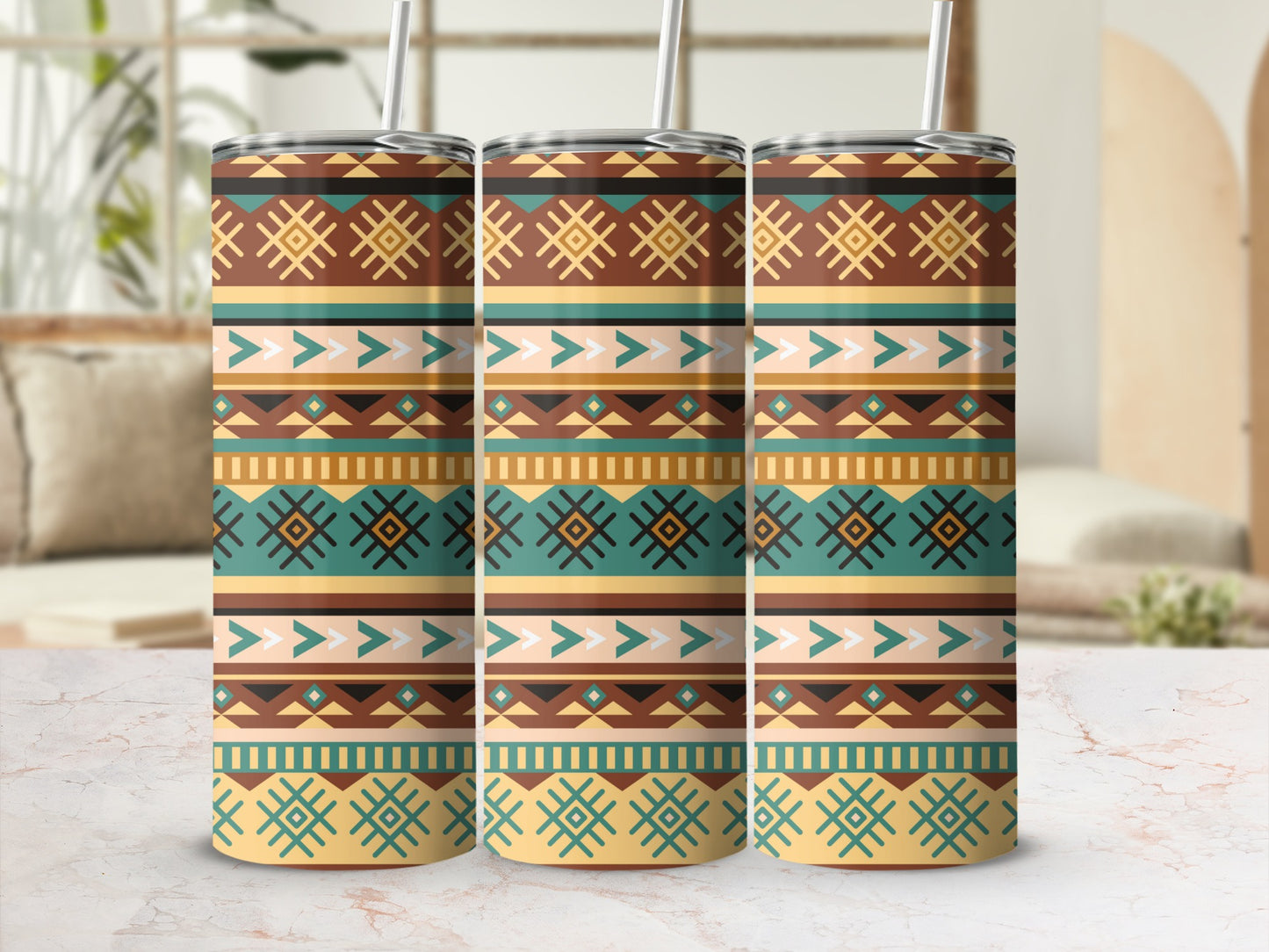 Colorful Aztec Geometric Pattern Design Tumbler