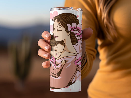 Loving Mother and Child Art on Drink Tumbler