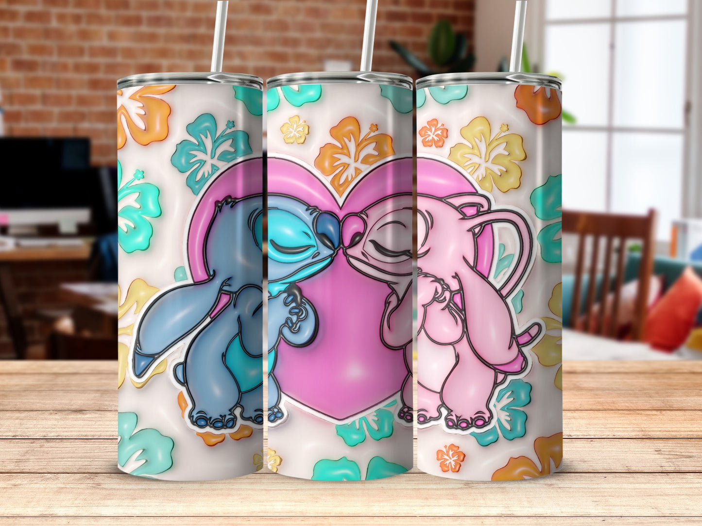 Cute Stitched Creatures Heart Design Travel Mug